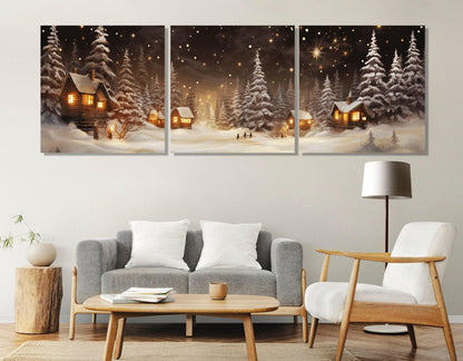 Winter Village Canvas Print – Framed Winter Canvas | Christmas Wall Art Decor