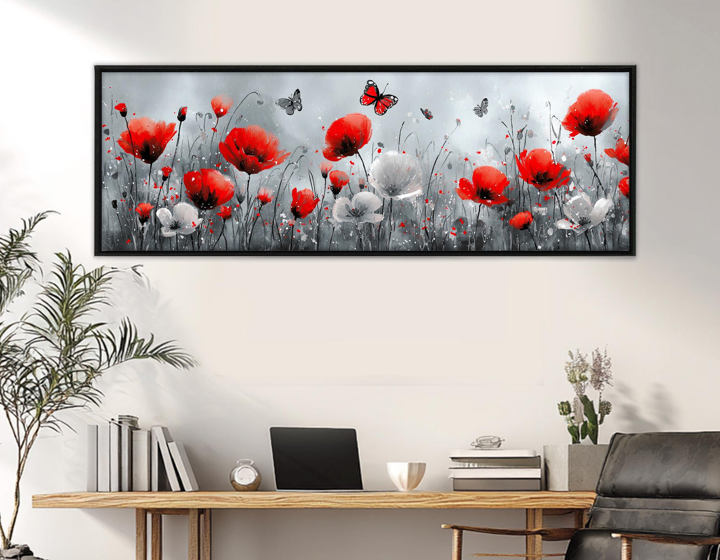Poppy Field Canvas – Dreamy Watercolor Floral Wall Art | Framed & Ready to Hang