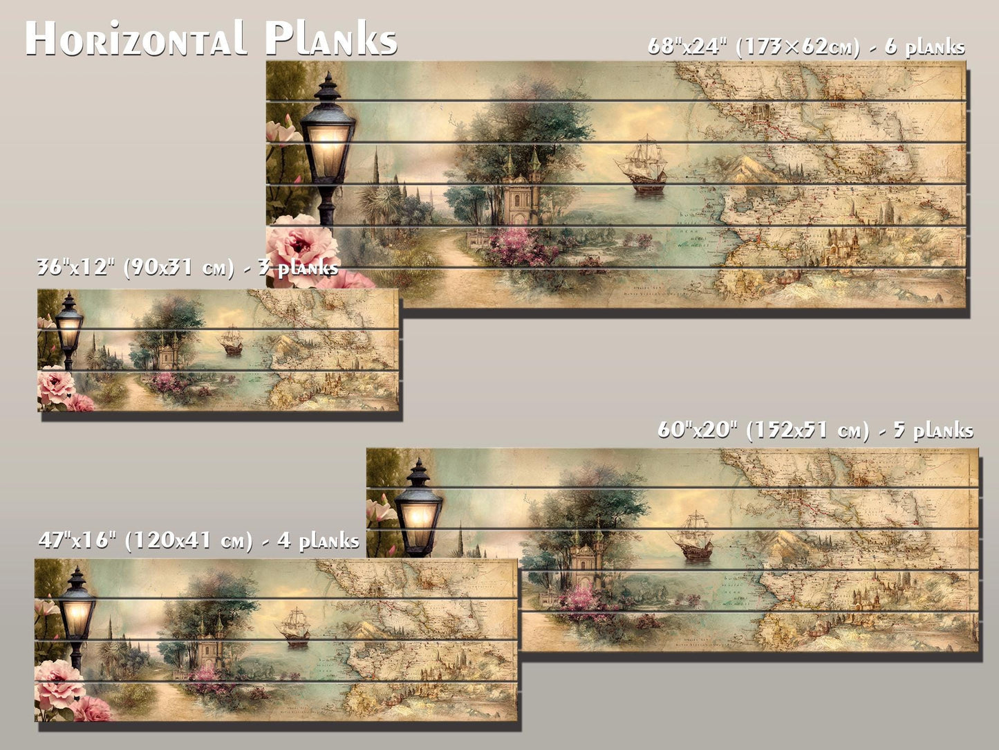 Golden Map Print – Rustic Wood Wall Art With Abstract Map Design On Pale Background