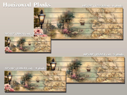 Golden Map Print – Rustic Wood Wall Art With Abstract Map Design On Pale Background