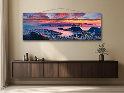 Rio De Janeiro Wall Art – Natural Wood Print, City Skyline Artwork, Ready to Hang