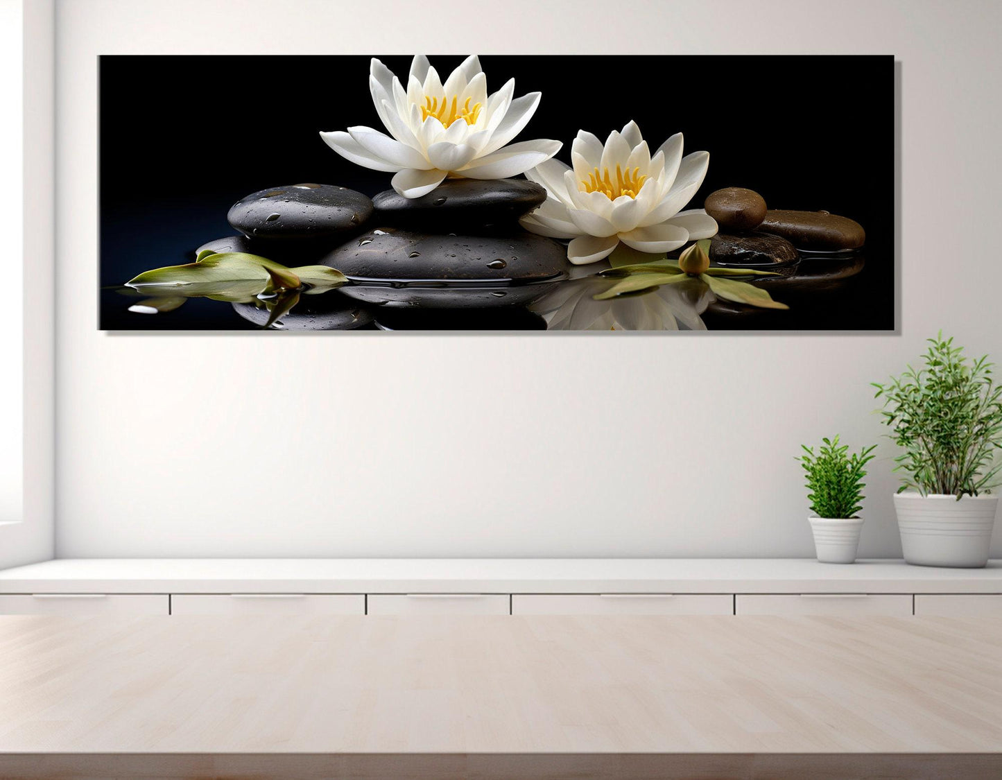 White Lily Canvas Print – Modern Spa Wall Decor | Framed Ready to Hang Art