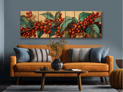 Coffee Tree Wood Art | Botanical Wall Art Printed On Natural Wood Planks