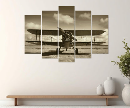 Vintage Biplane Canvas | Retro Airplane Poster - Framed Cotton Print, Ready to Hang