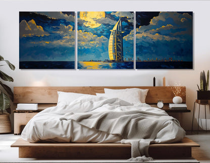 Dubai Canvas Print - Abstract Dubai Skyline Painting | Framed Cityscape Wall Art