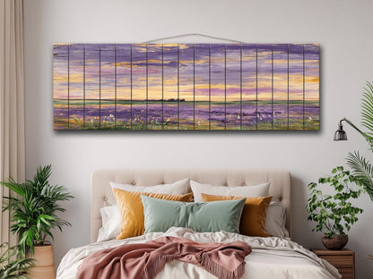 Wood Wall Art – Dreamy Lavender Field Print | Rustic Cabin Decor & Natural Wood Plank Artwork
