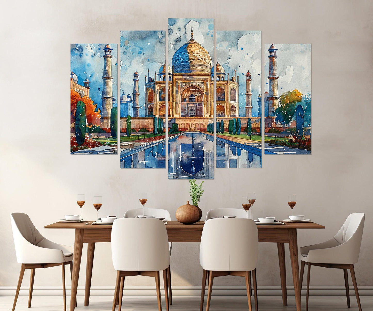 Taj Mahal Canvas Print - Abstract Indian Wall Art | Large Framed Cotton Canvas