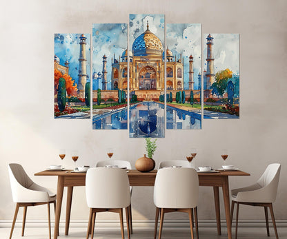 Taj Mahal Canvas Print - Abstract Indian Wall Art | Large Framed Cotton Canvas