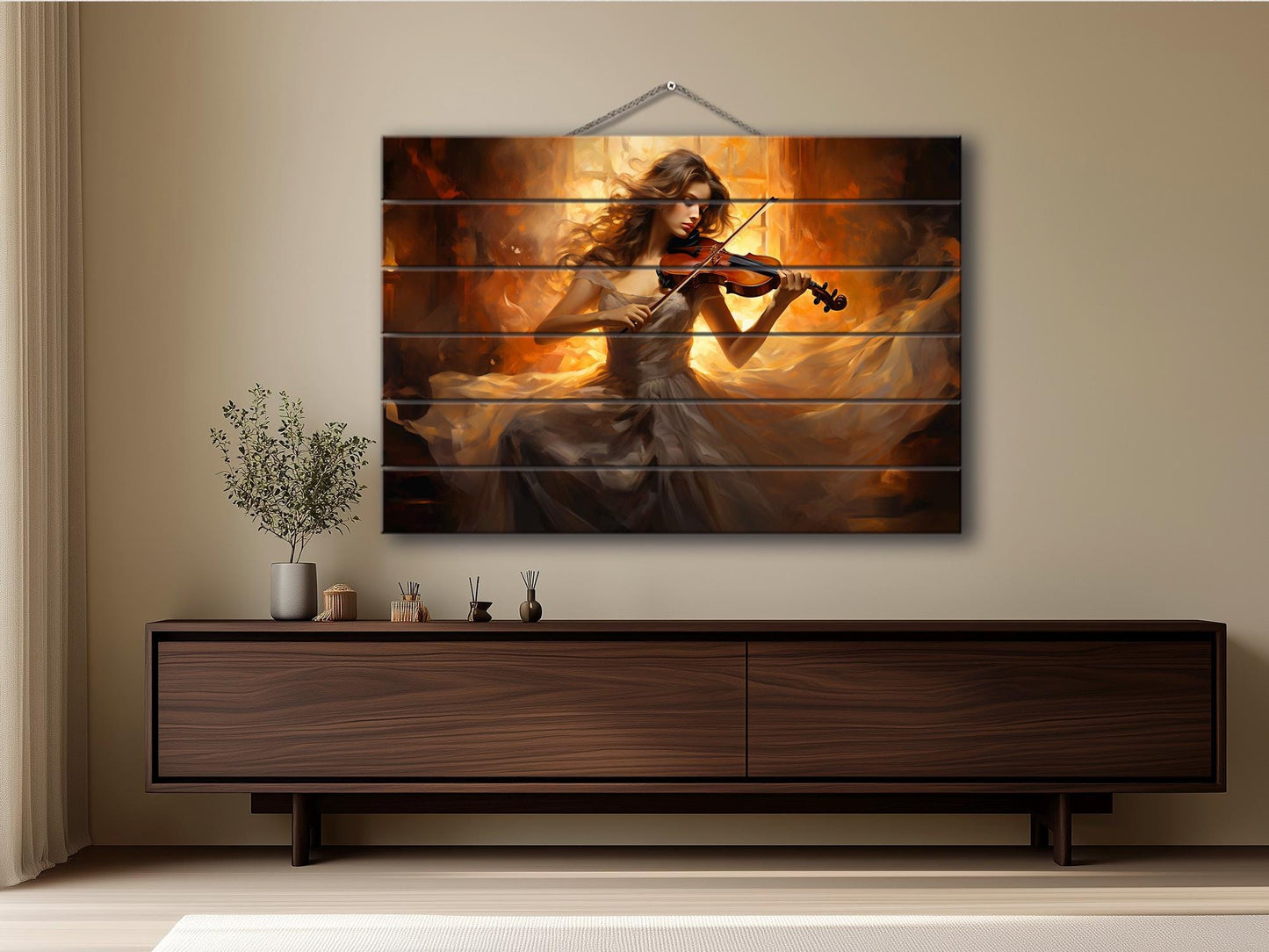 Wood Wall Art - Abstract Violinist Print on Smooth Linden Wood | Musician Gift