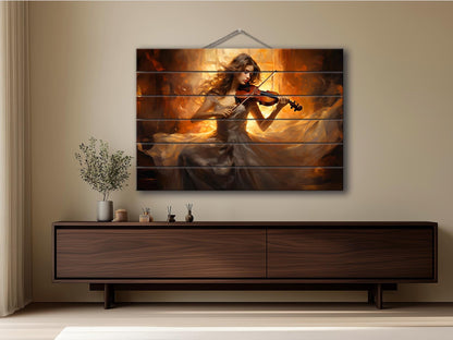 Wood Wall Art - Abstract Violinist Print on Smooth Linden Wood | Musician Gift