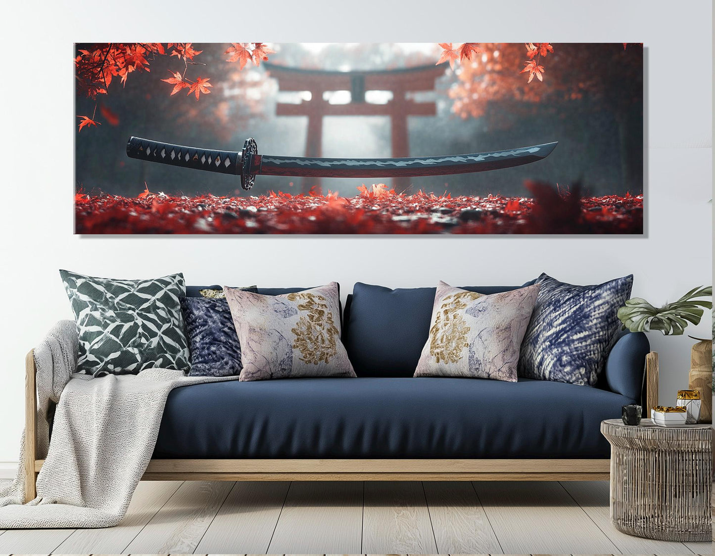 Japanese Katana Canvas | Samurai Sword Art on Cotton Gallery Wrapped Canvas Print