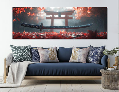 Japanese Katana Canvas | Samurai Sword Art on Cotton Gallery Wrapped Canvas Print