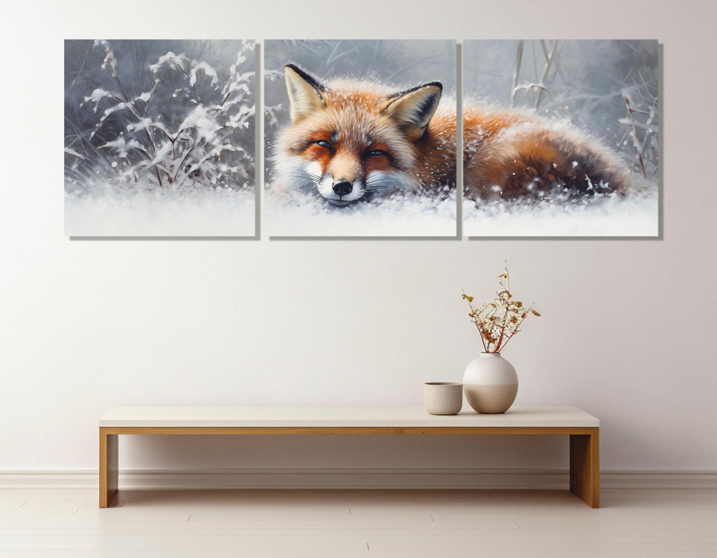 Fox Canvas Print – Cute Winter Forest Art | Framed Fox Painting, Ready to Hang