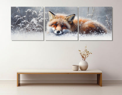 Fox Canvas Print – Cute Winter Forest Art | Framed Fox Painting, Ready to Hang