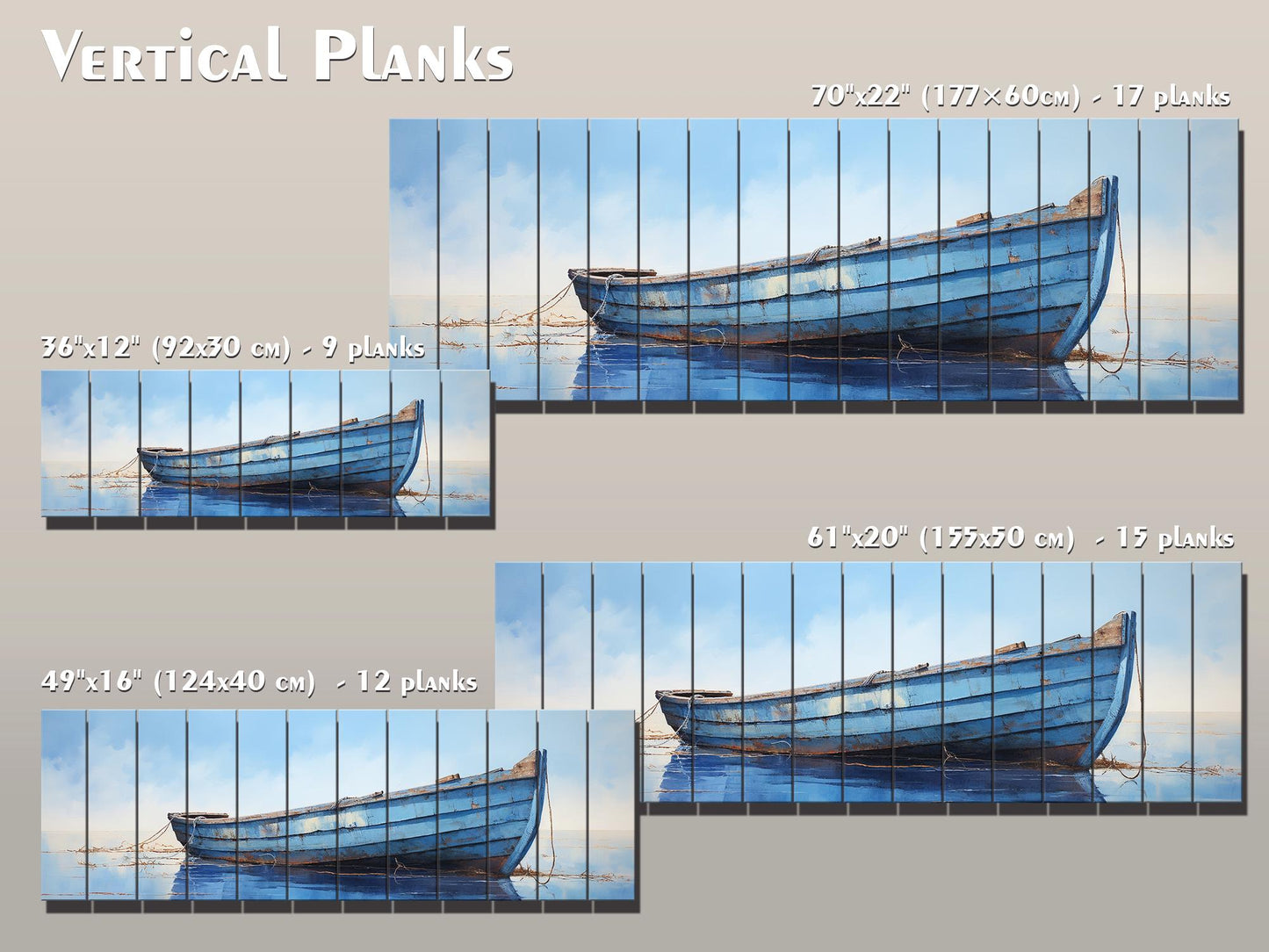 Rustic Blue Boat Art – Natural Wood Wall Art | Coastal Decor, Ready to Hang