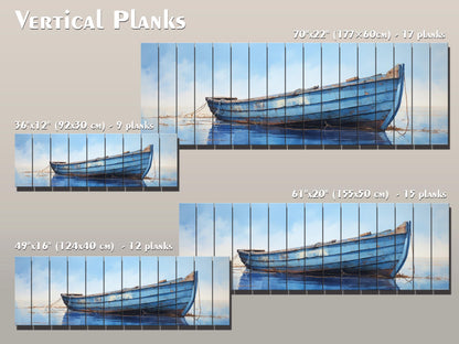 Rustic Blue Boat Art – Natural Wood Wall Art | Coastal Decor, Ready to Hang