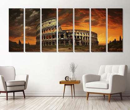 Colosseum Canvas Print – Large Rome Wall Art | Abstract Italy Wall Decor, Framed & Ready to Hang