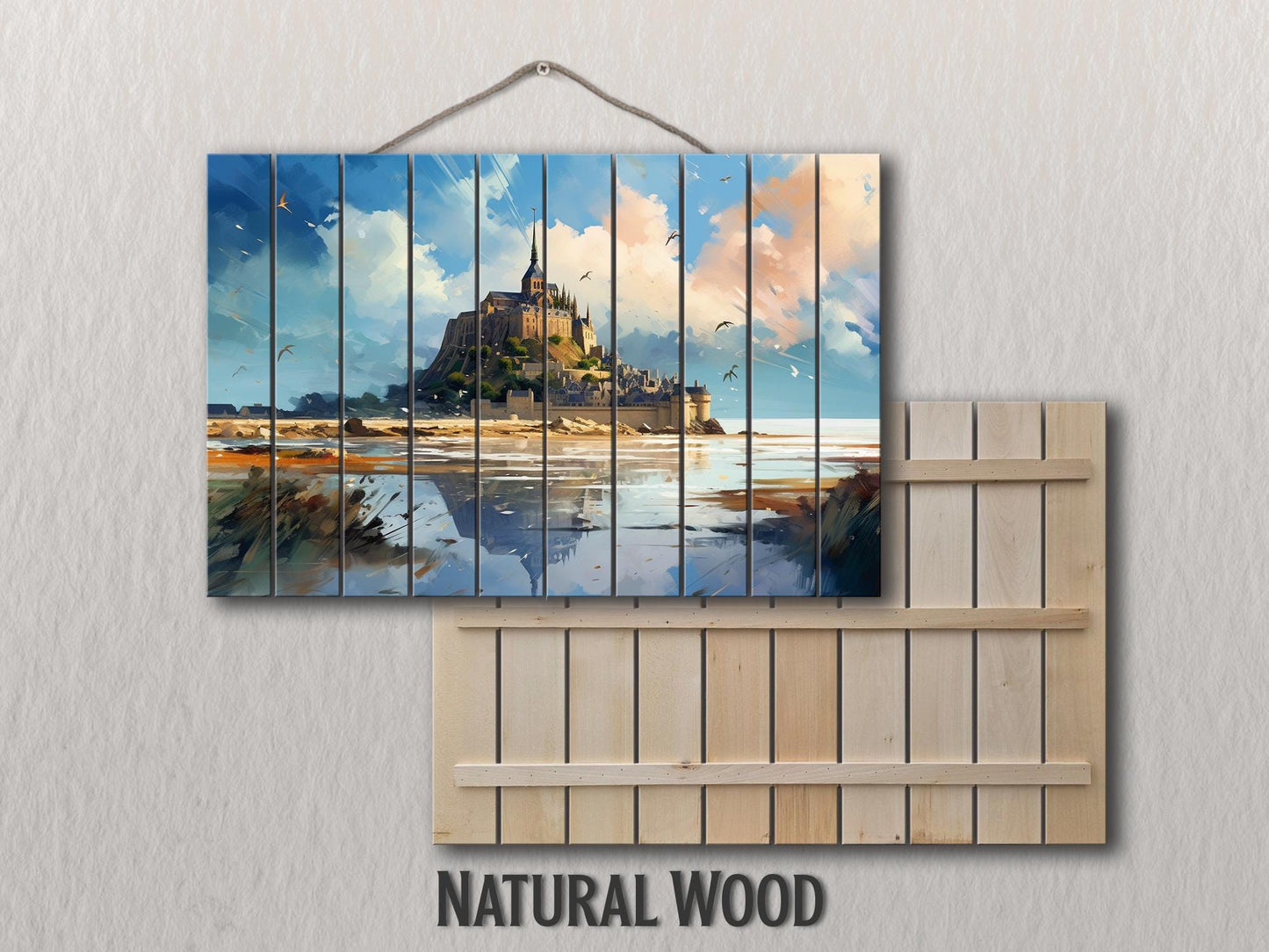 Mont-Saint-Michel Wood Art | Unique Wood Grain, French Wall Decor, Ready to Hang