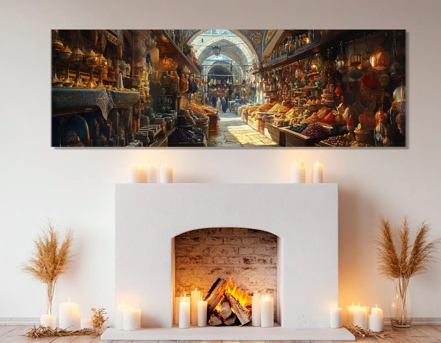 Grand Bazaar Istanbul Painting – Framed Canvas Print | Oriental Wall Art, Vibrant Market Scene