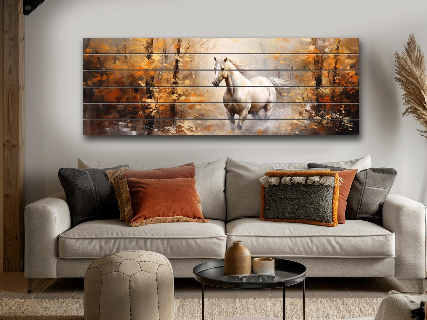 Horse Wood Print – Rustic Animal Wall Art on Natural Wood Planks