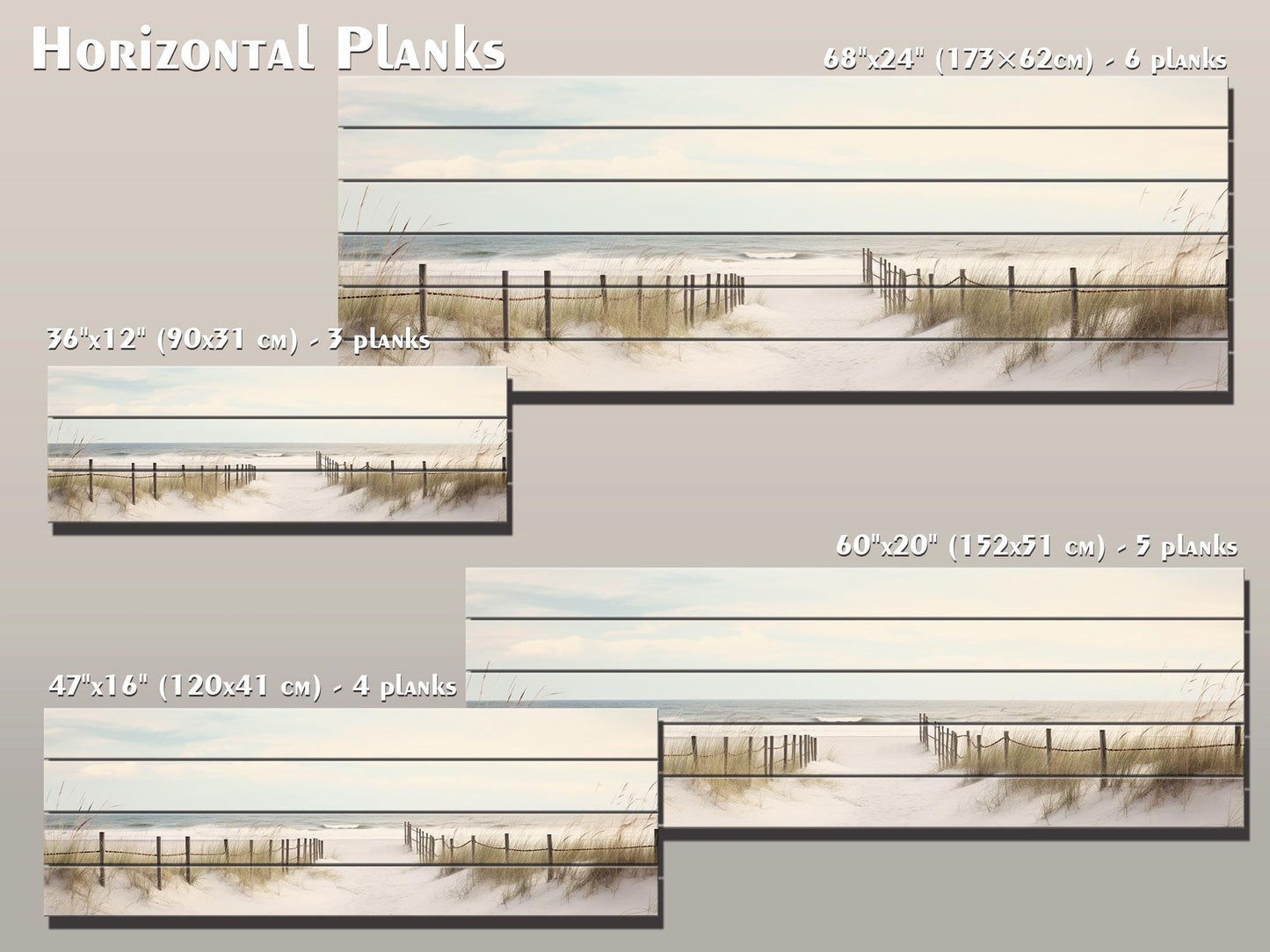 Beach Still Life Painting Print on Natural Wood – Coastal Wall Art