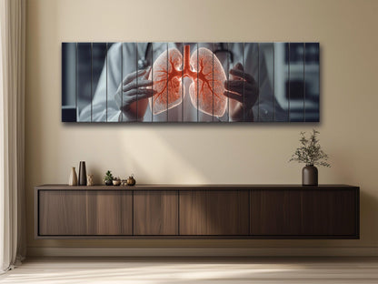 Human Lungs Print On Natural Wood - Pulmonologist Wall Art