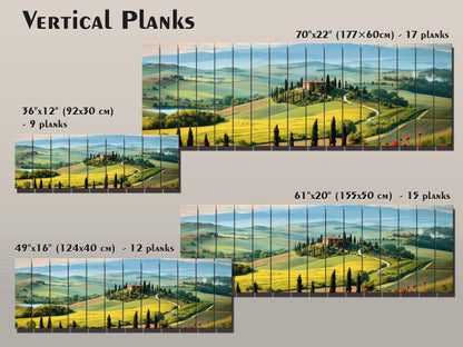 Rustic Wood Wall Art – Scenic Tuscany Landscape Art on UV Printed Wood