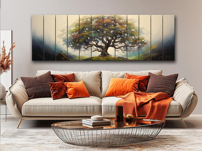 Yggdrasil Tree of Life Natural Wood Art - UV Printed Wood Plank Wall Decor