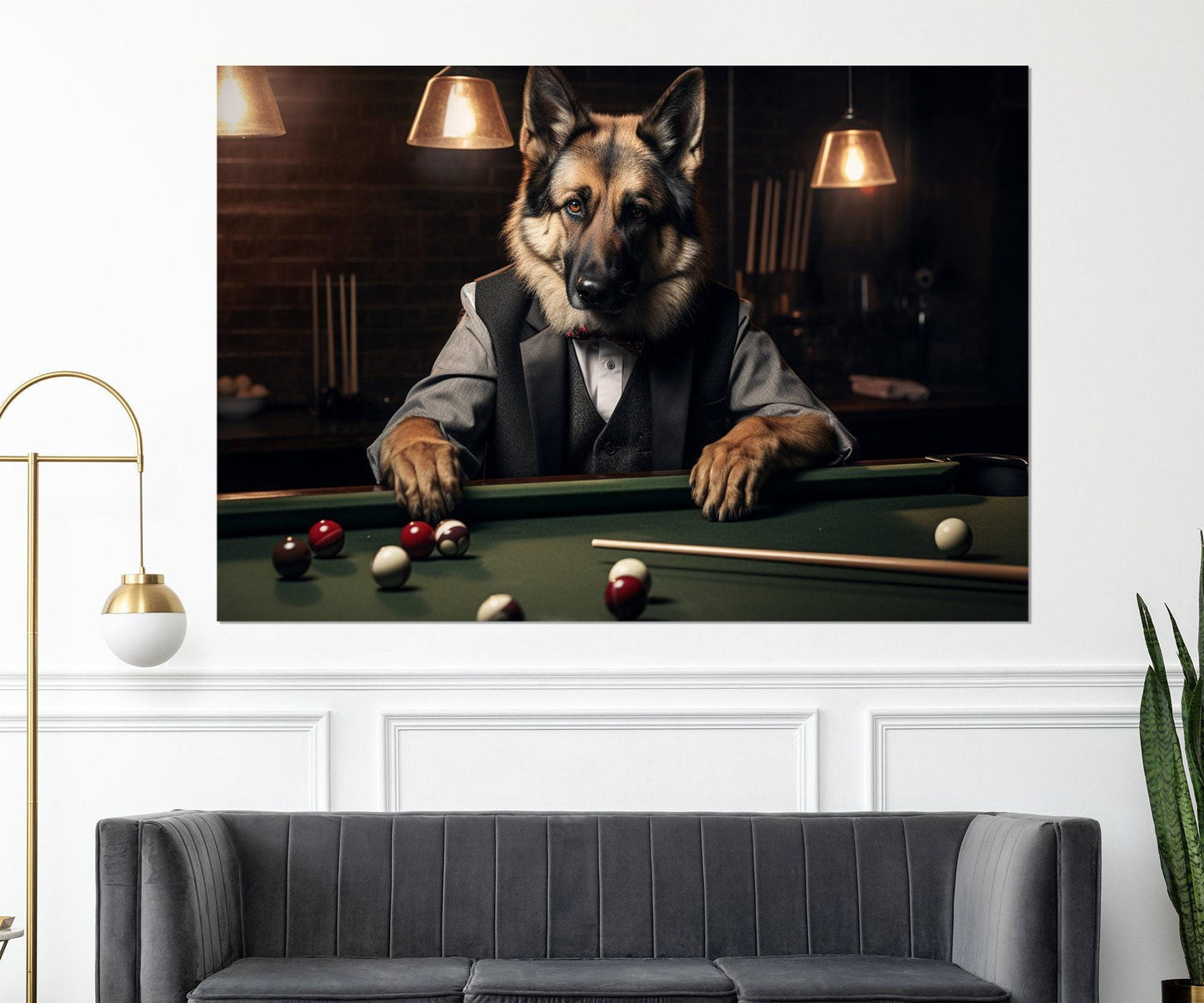 Billiards Canvas Print – Shepherd Playing Billiards Wall Art | Ready to Hang Framed Canvas