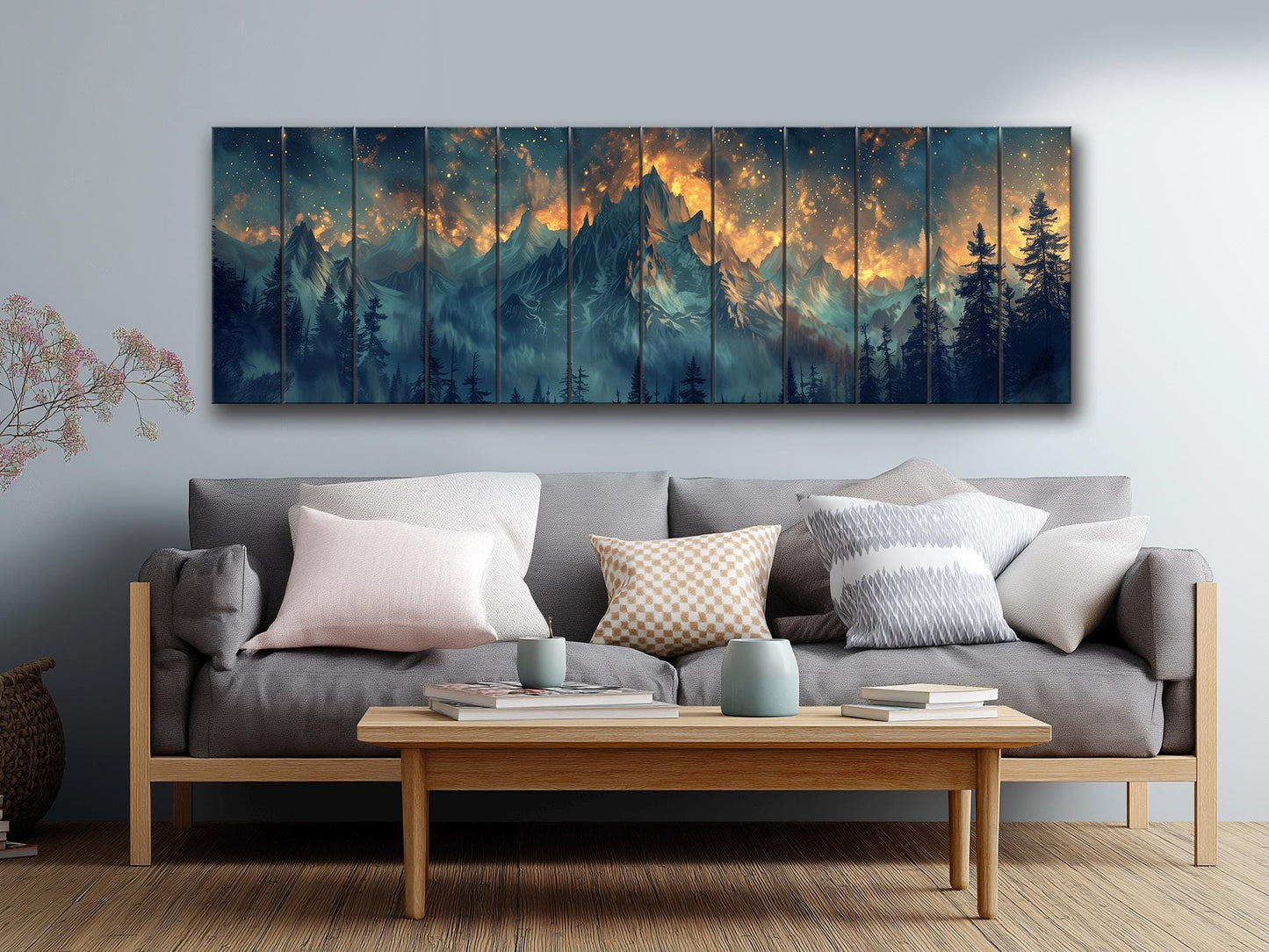 Majestic Mountains Printed On Natural Wood - Luxury Wall Art