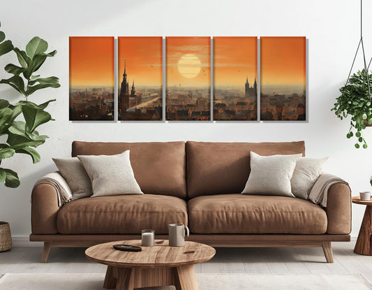 Abstract Brussels Wall Art, Brussels Skyline Canvas Print, Belgium Painting, Framed & Ready to Hang