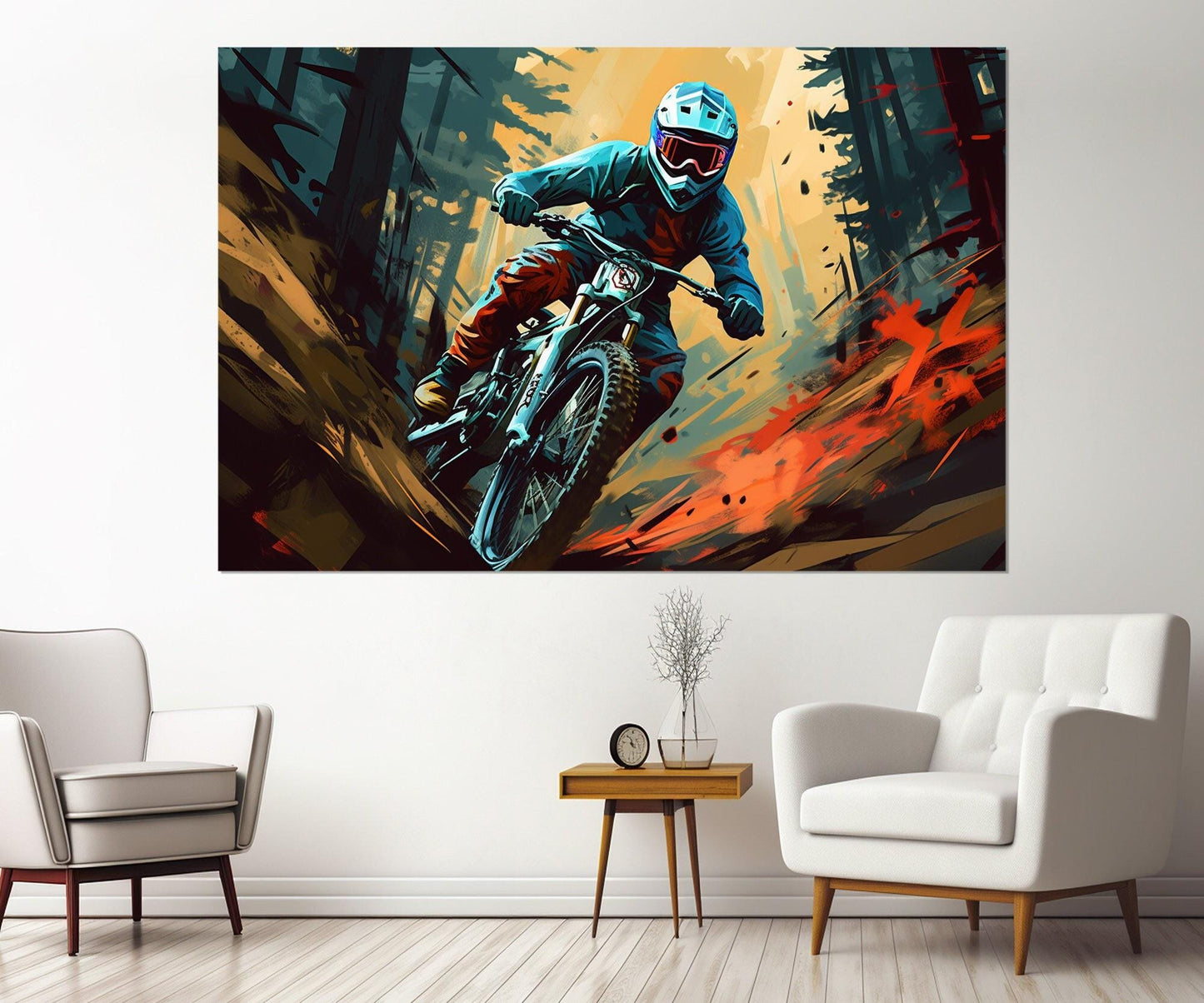 Motocross Wall Art – Framed Canvas Print | Dirt Bike Poster, Pop Art Decor