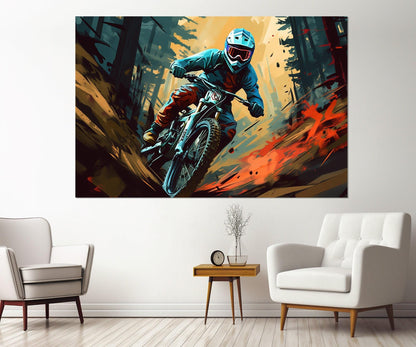 Motocross Wall Art – Framed Canvas Print | Dirt Bike Poster, Pop Art Decor