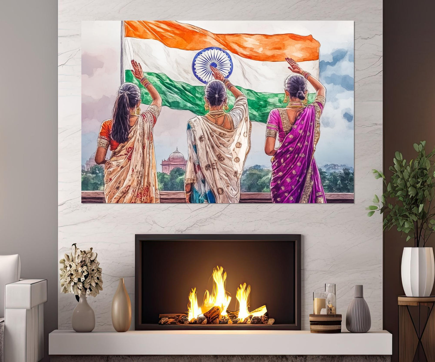 India Flag Canvas Print - Abstract India Painting | Framed Ready To Hang Wall Art