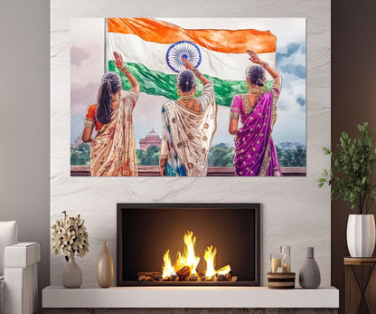 India Flag Canvas Print - Abstract India Painting | Framed Ready To Hang Wall Art