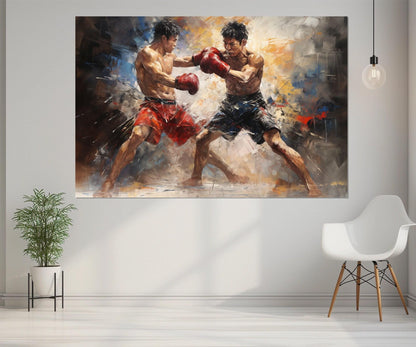 Muay Thai Canvas Art – Framed Cotton Print | Abstract Martial Arts Wall Decor