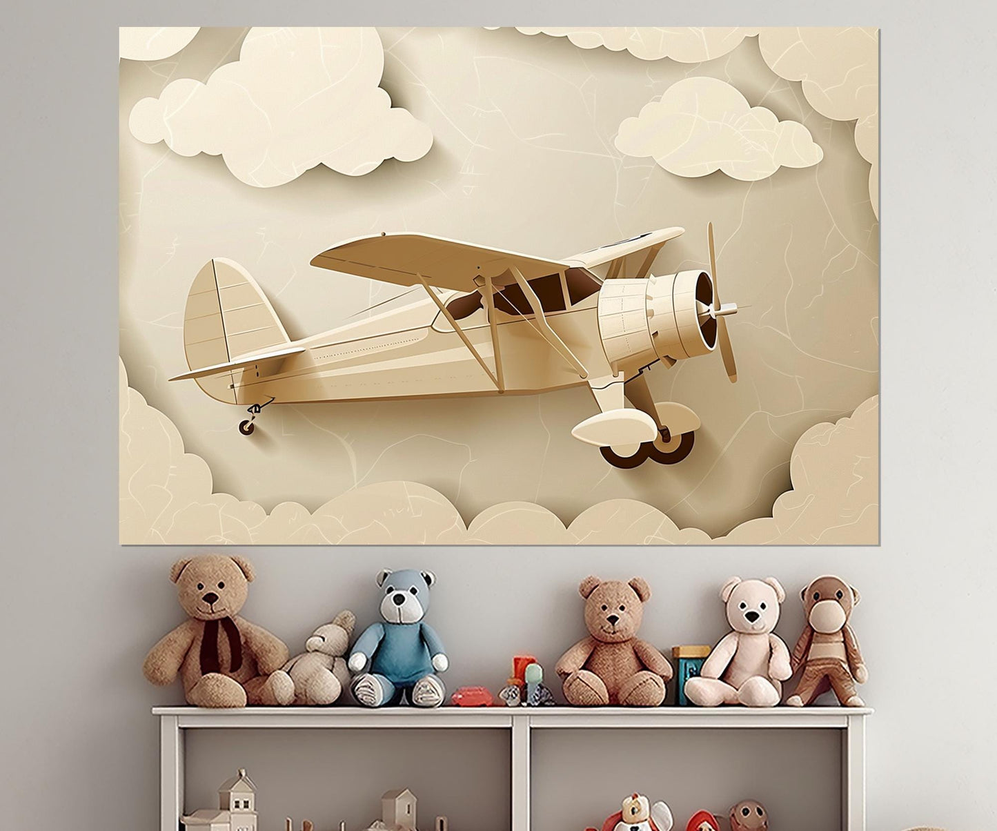 Toy Plane Canvas Print – Framed Kids Room Decor | Ready to Hang Artwork