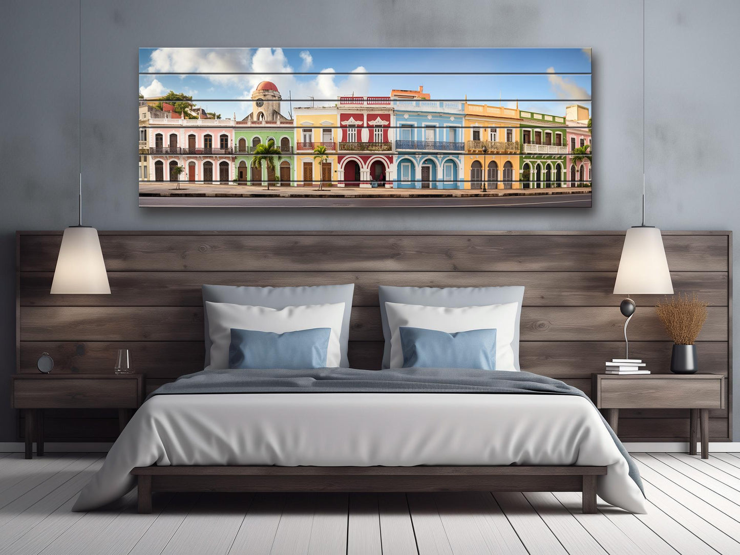 Puerto Rico Wood Wall Art – Rustic San Juan Wall Decor with Abstract Wood Plank Design