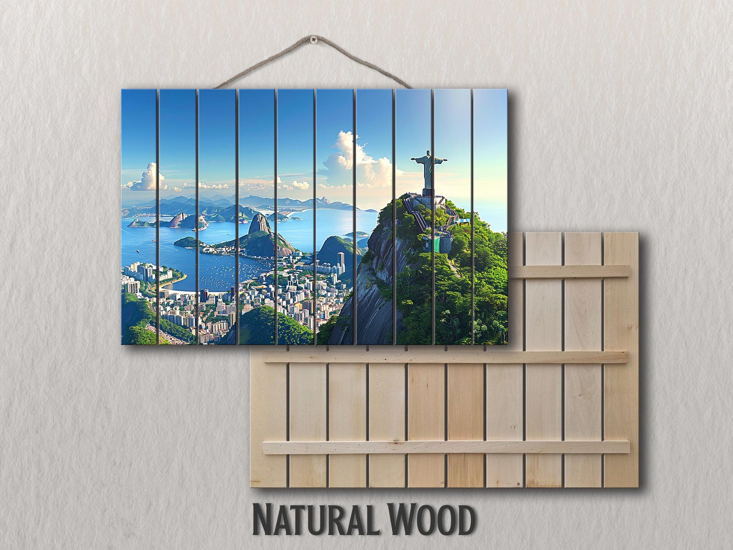 Rio De Janeiro Wall Art - Rustic Wood Plank Artwork Featuring Christ the Redeemer