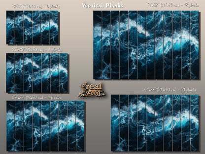 Ocean Wall Art – Deep Blue Waves Print on Wood | Rustic Nautical Decor