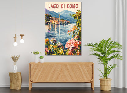 Lake Como Painting – Scenic Italian Lake Art | Framed Canvas Print Ready to Hang