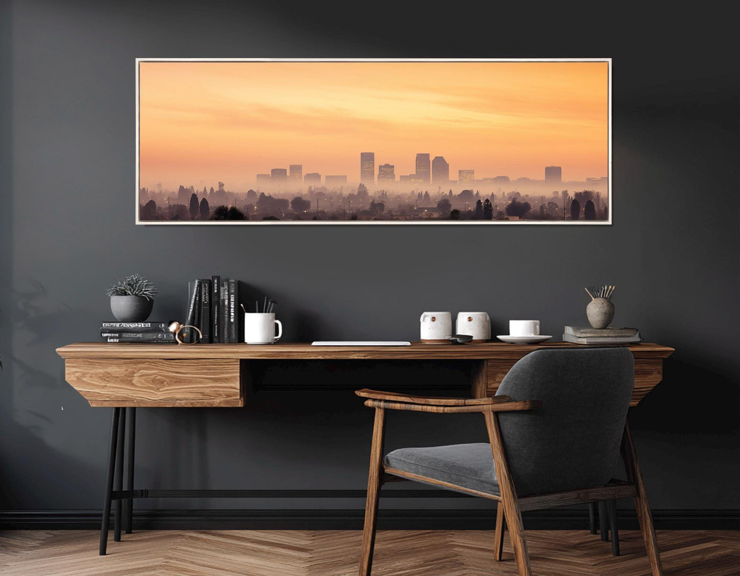 Fresno Canvas Print – Abstract Fresno Skyline Painting | Framed & Ready to Hang