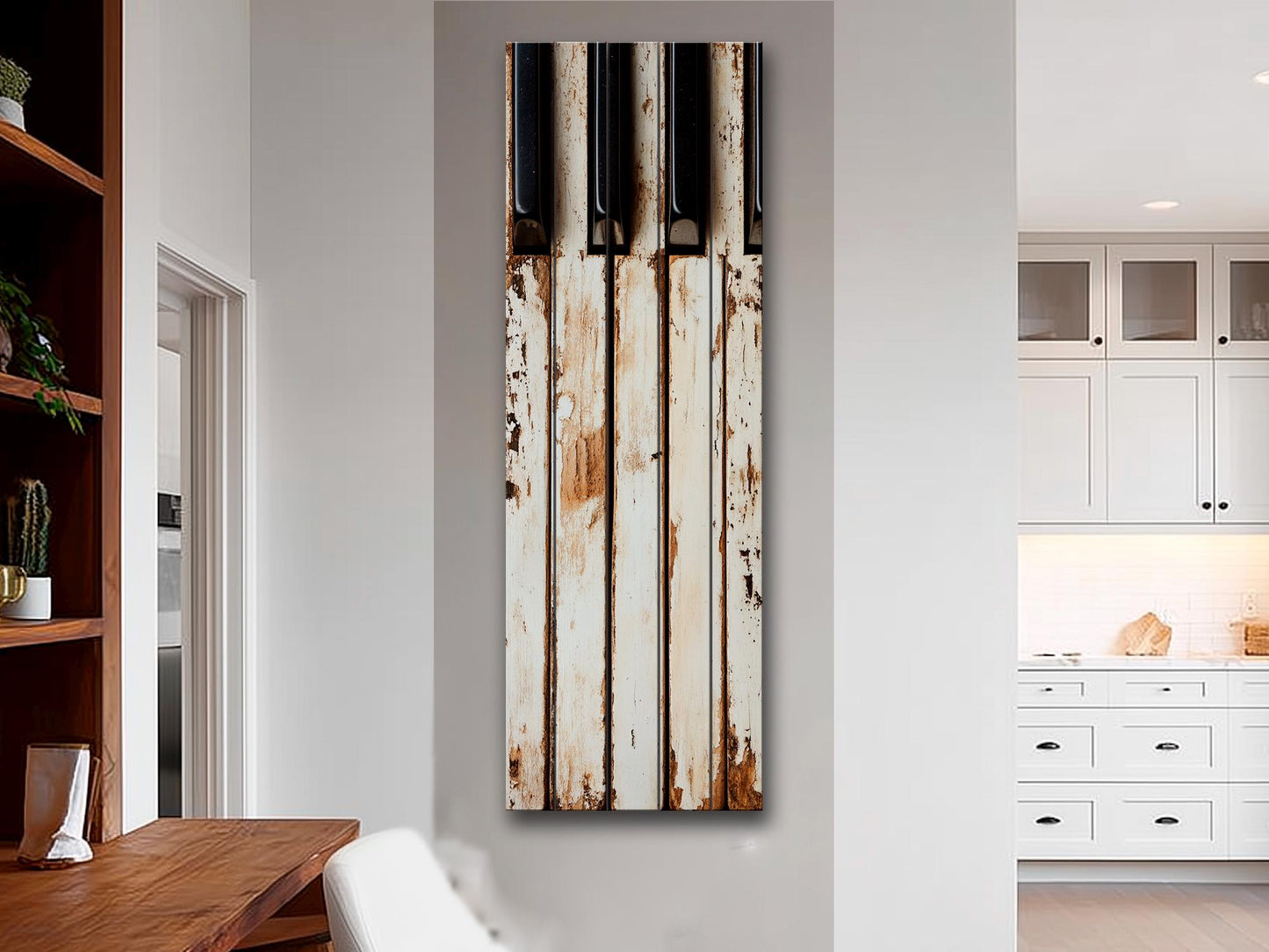 Rustic Wood Wall Art – Piano Keys Painting | Sepia Music Art, Musician Gift