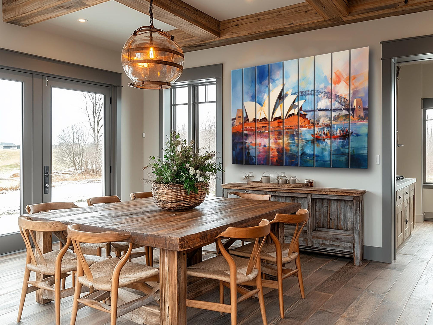 Sydney Opera House Wall Art – Rustic Wood Wall Decor with Unique Grain Print