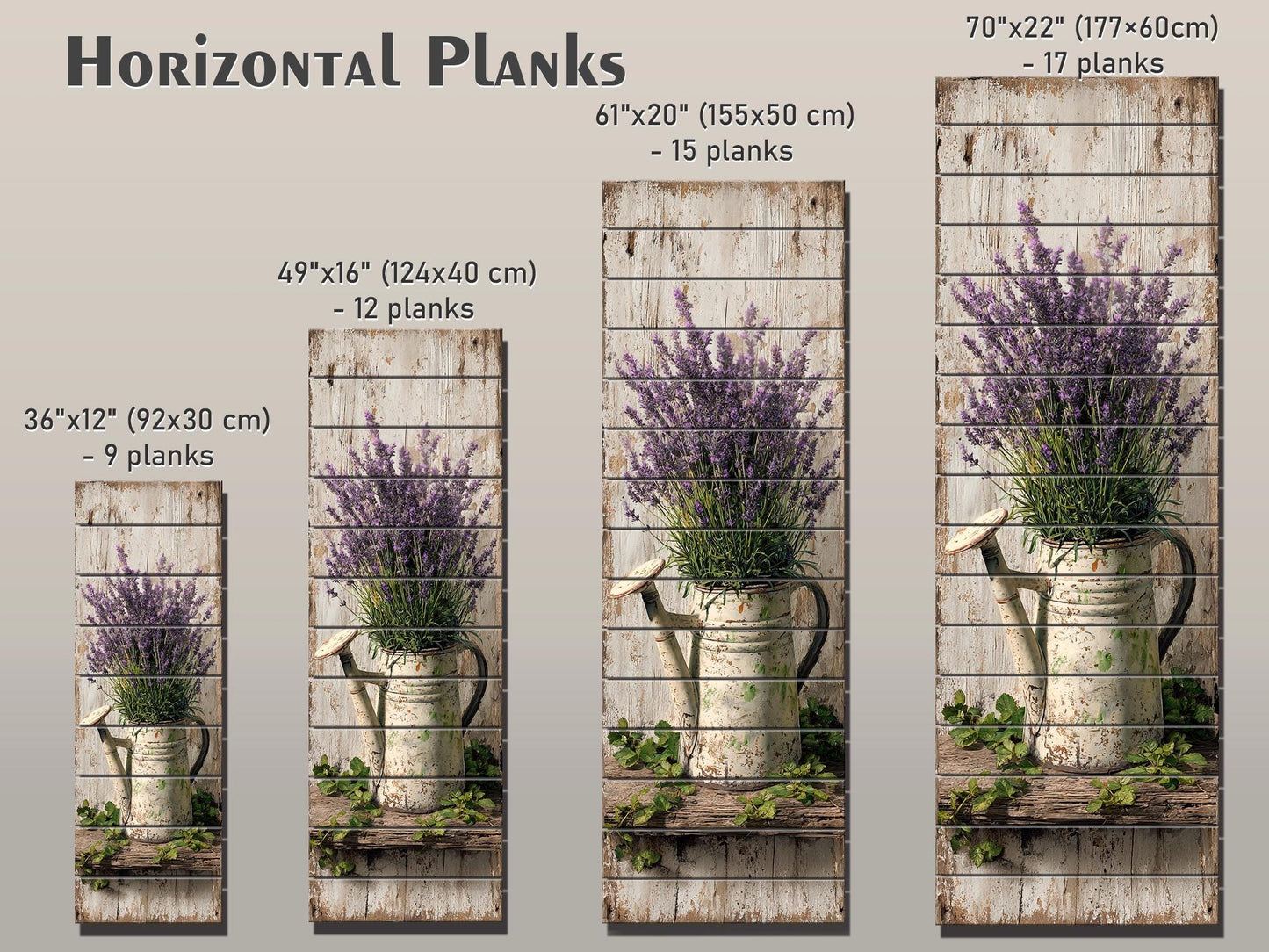 Rustic Wood Wall Art – Lavender Watering Can Art | Farmhouse Floral Decor