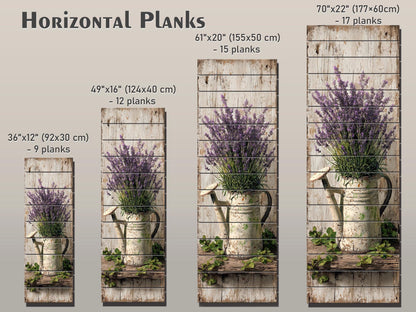 Rustic Wood Wall Art – Lavender Watering Can Art | Farmhouse Floral Decor