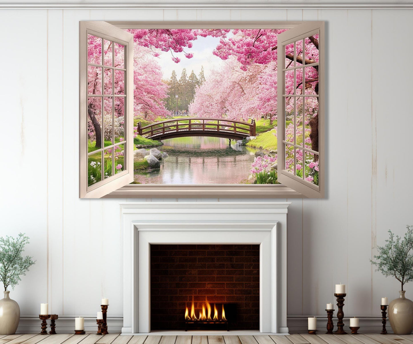 Cherry Blossom Canvas Print – Japanese Landscape Art | Framed & Ready to Hang