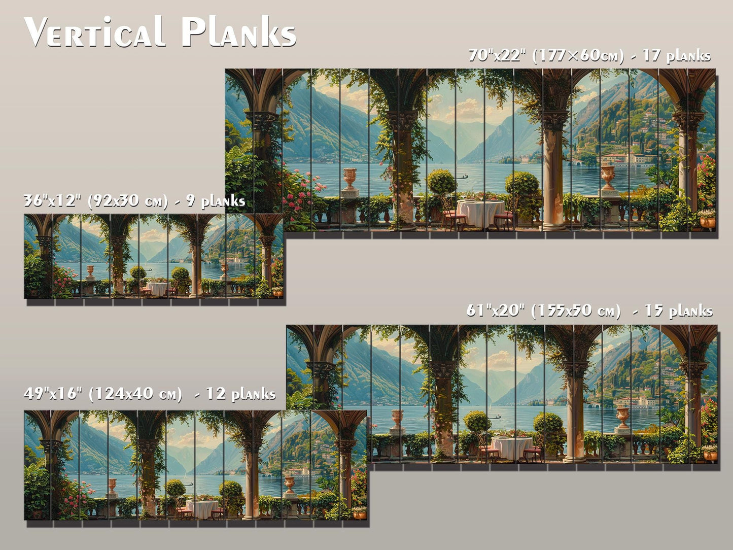 Lake Como Wood Print – Natural Wood Art Landscape Wall Decor On Planks