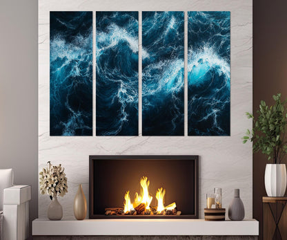 Ocean Wall Art - Deep Blue Waves Canvas Print | Large Framed Ocean Artwork Ready to Hang