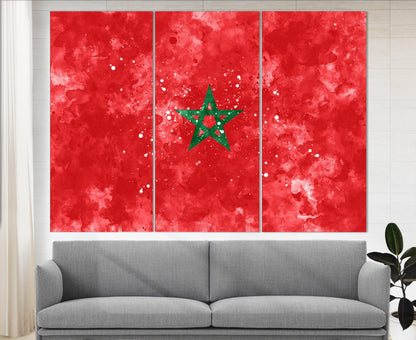 Morocco Flag Canvas Print - Framed Ready to Hang | High Quality Cotton Wall Art